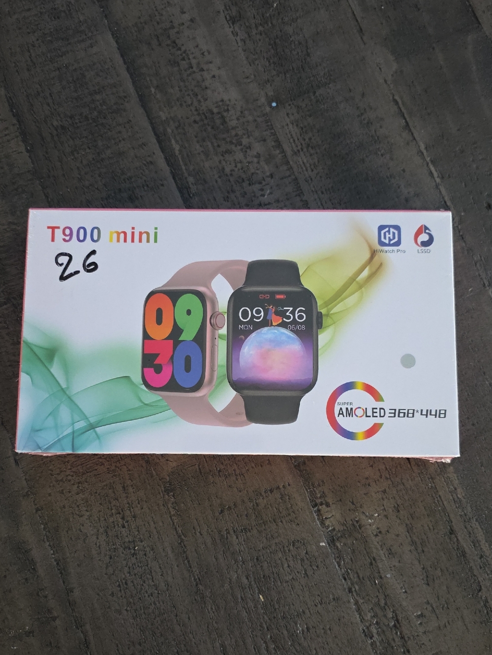 T900 Mini Smartwatch - Pink and Black Display